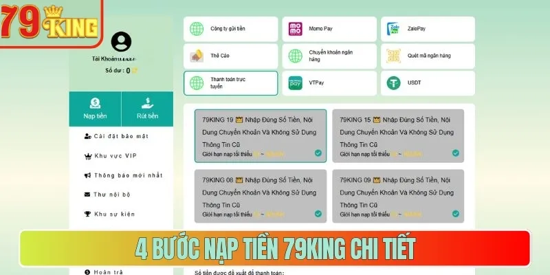 4 bước nạp tiền 79King chi tiết