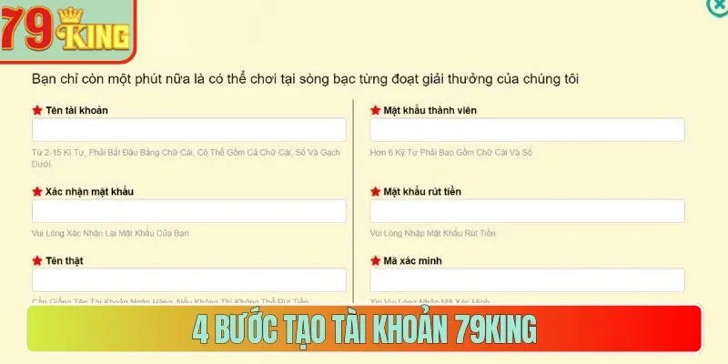 4 bước tạo tài khoản 79King